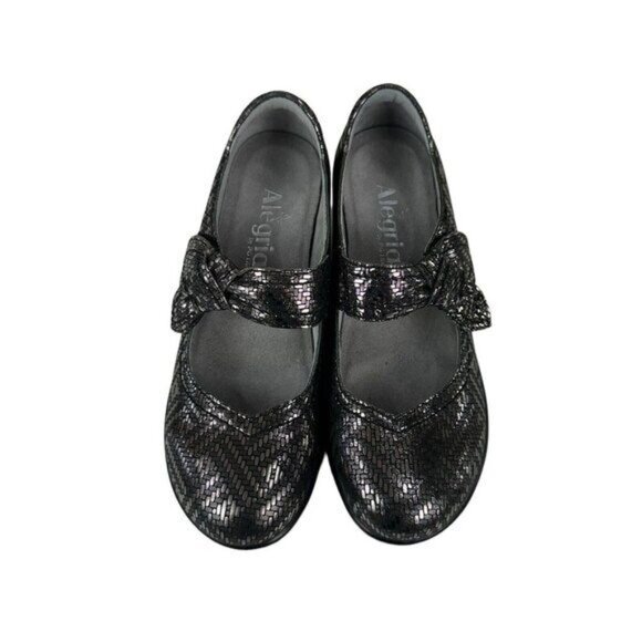 Alegria Ella Women SZ 36 Pewter Dazzle Mary Jane Pump Shoes Gray Metallic Comfy - Picture 11 of 12